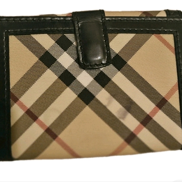 Burberry Nova Check Three -Fold Wallet Beige Iconic Check Pattern Leather Italy - Picture 3 of 5